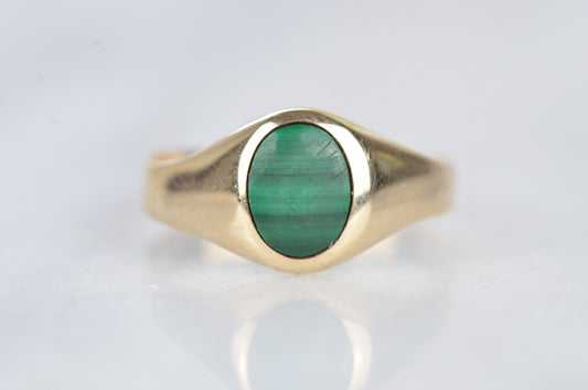 Slim Vintage Malachite Signet Ring
