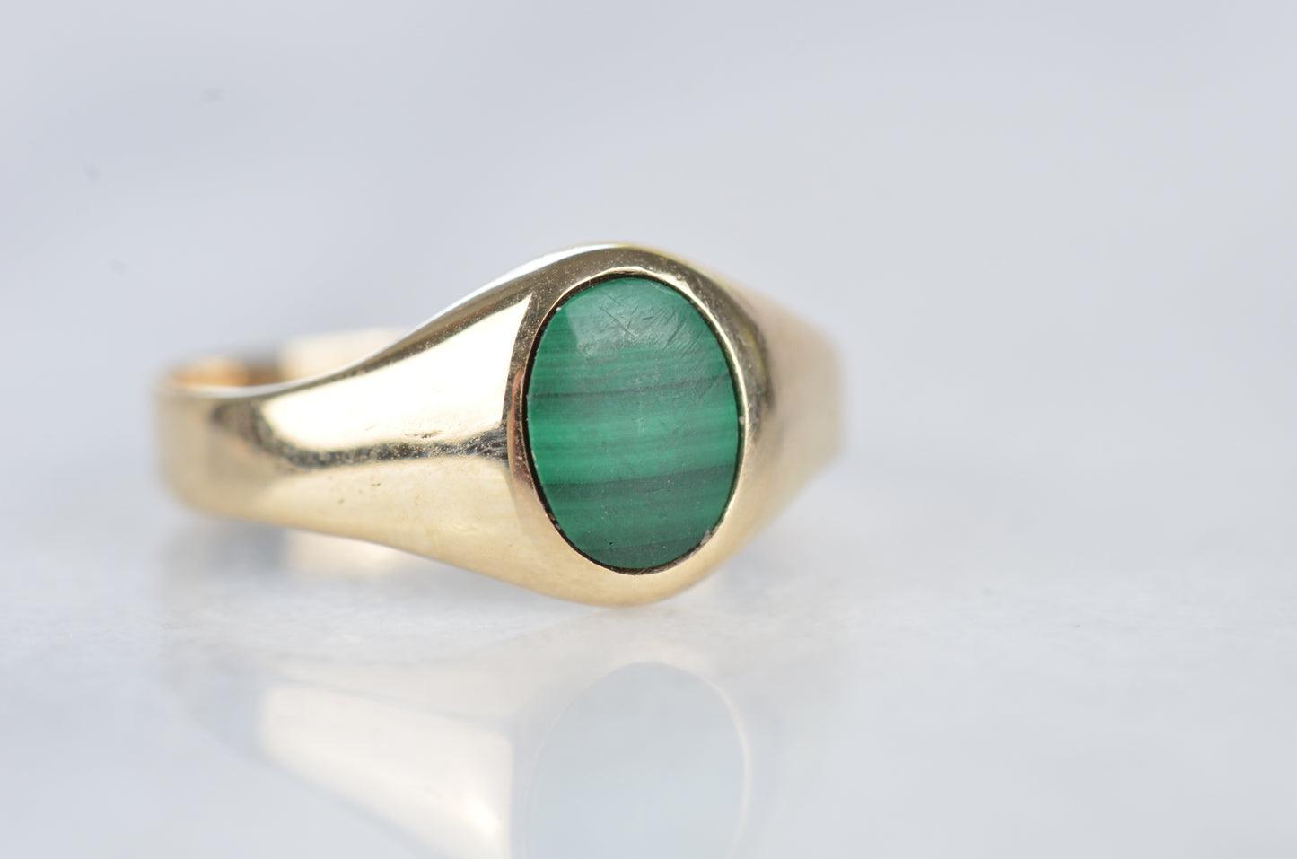 Slim Vintage Malachite Signet Ring
