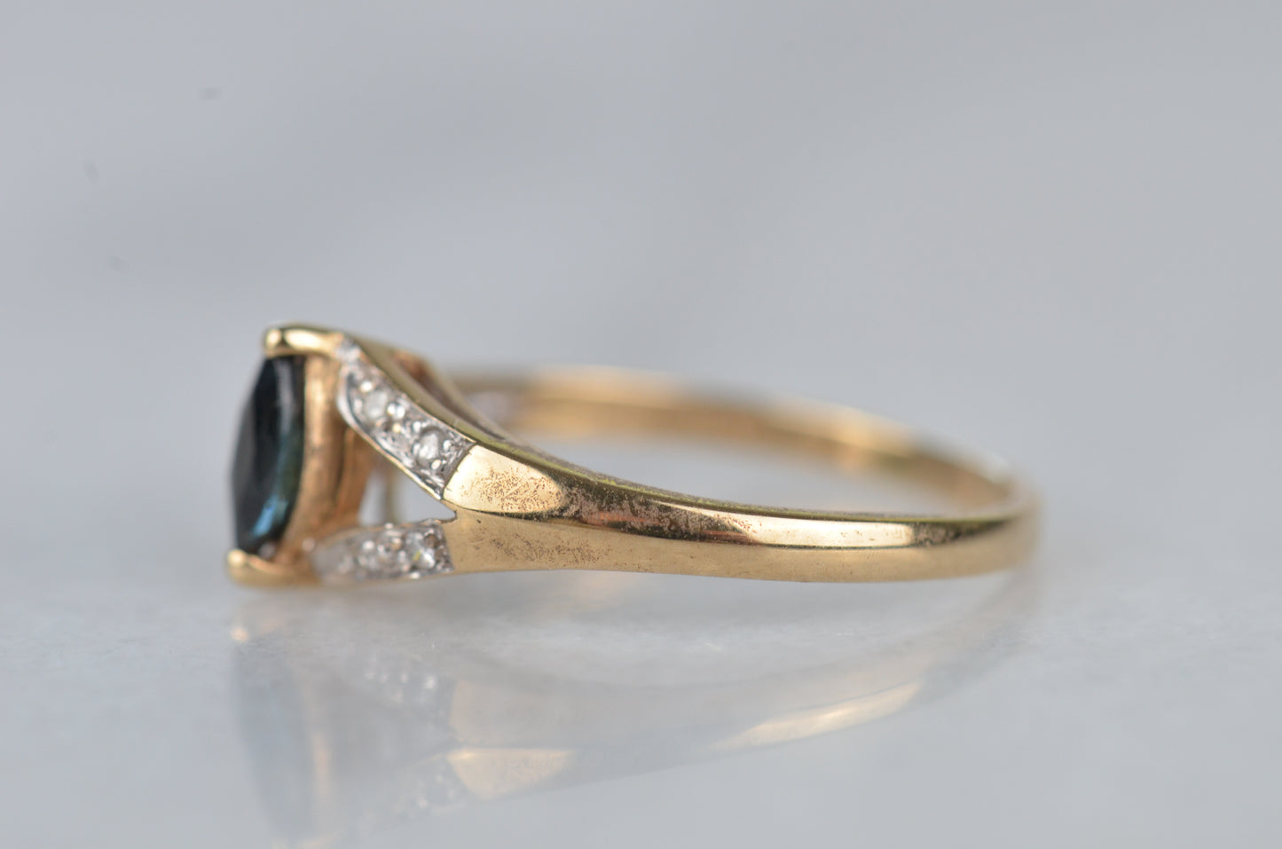 Vintage Sapphire Marquise Split Shank Ring