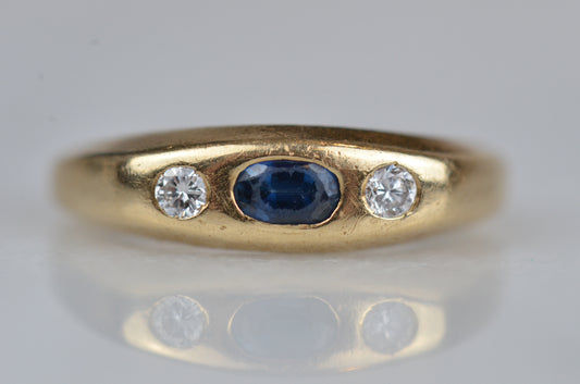 Victorian-Inspired Sapphire and Diamond Flush Ring
