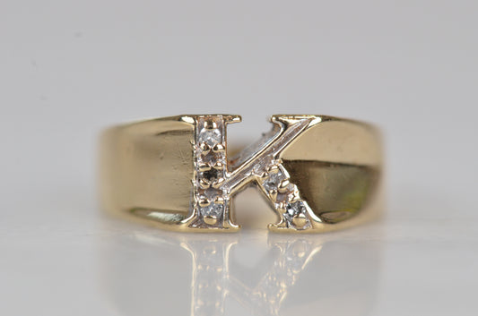 Bold Vintage K Diamond Ring