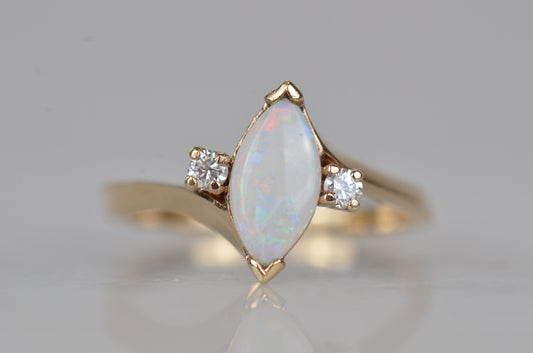 Dreamy Vintage Marquise Opal Trilogy Ring
