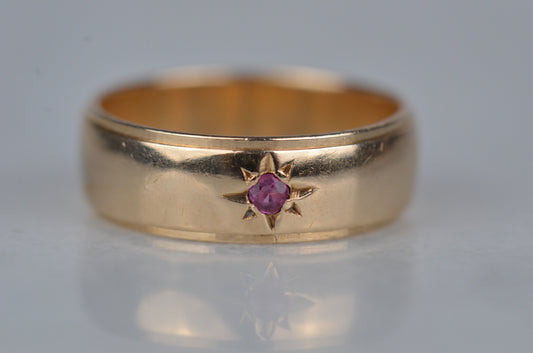 Chunky Vintage Star Set Ruby Ring