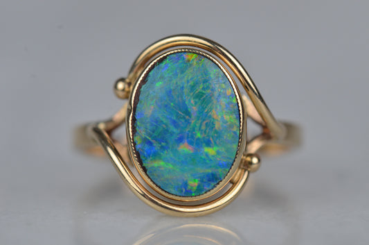 Fiery Vintage Boulder Opal Ring