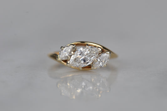 Radiant Vintage Marquise Engagement Ring