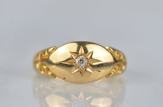 Excellent Antique Single Star Set Ring