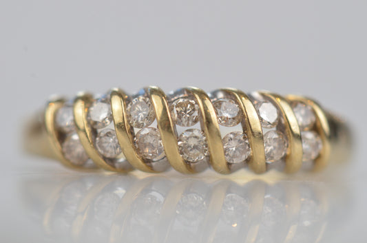 Soft Vintage Diamond Croissant Dome Ring