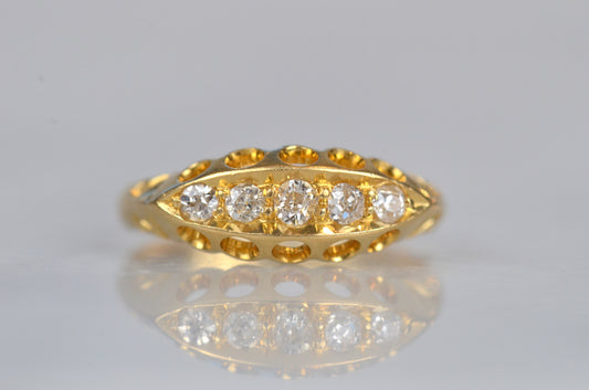 Sparkling Edwardian Diamond Boat Ring