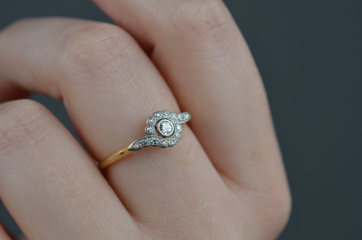 Sparkling Edwardian Daisy Bypass Ring