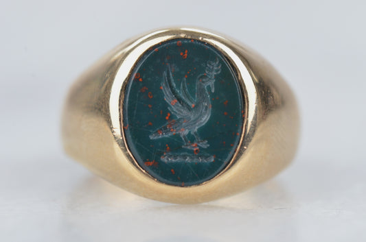 Dramatic Bloodstone Intaglio Ring