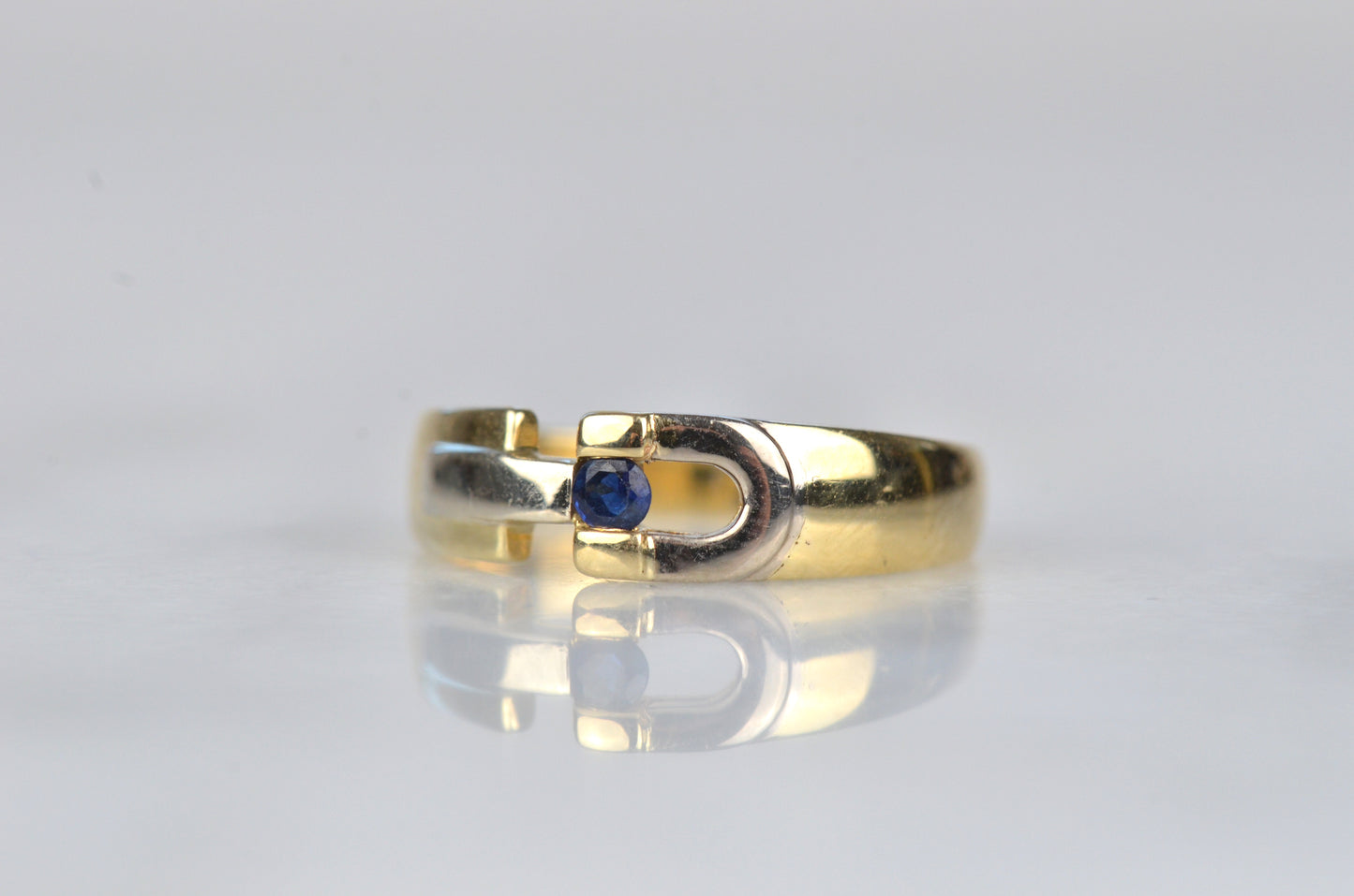 Sleek Estate Sapphire Buckle Ring
