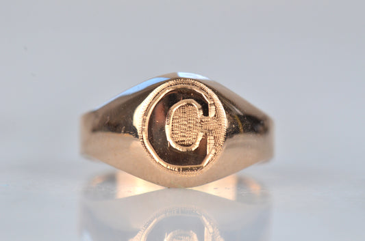 Rosy Vintage "C" Signet Ring