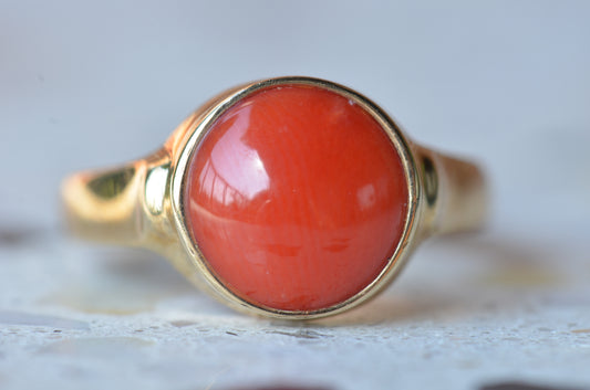 Minimal Estate Coral Button Ring
