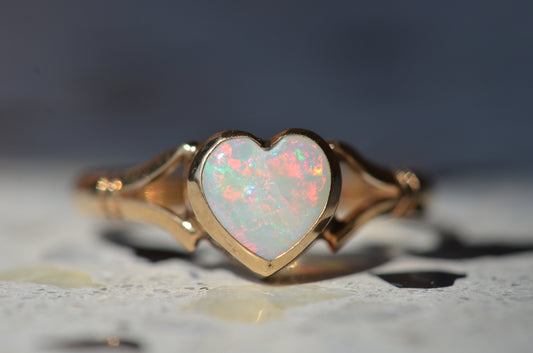 Dazzling Vintage Opal Heart Ring
