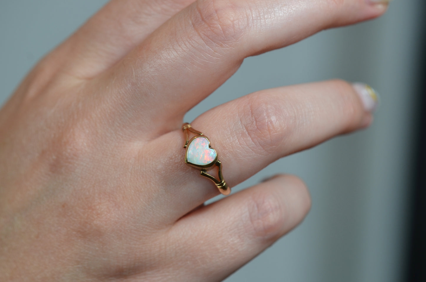 Dazzling Vintage Opal Heart Ring