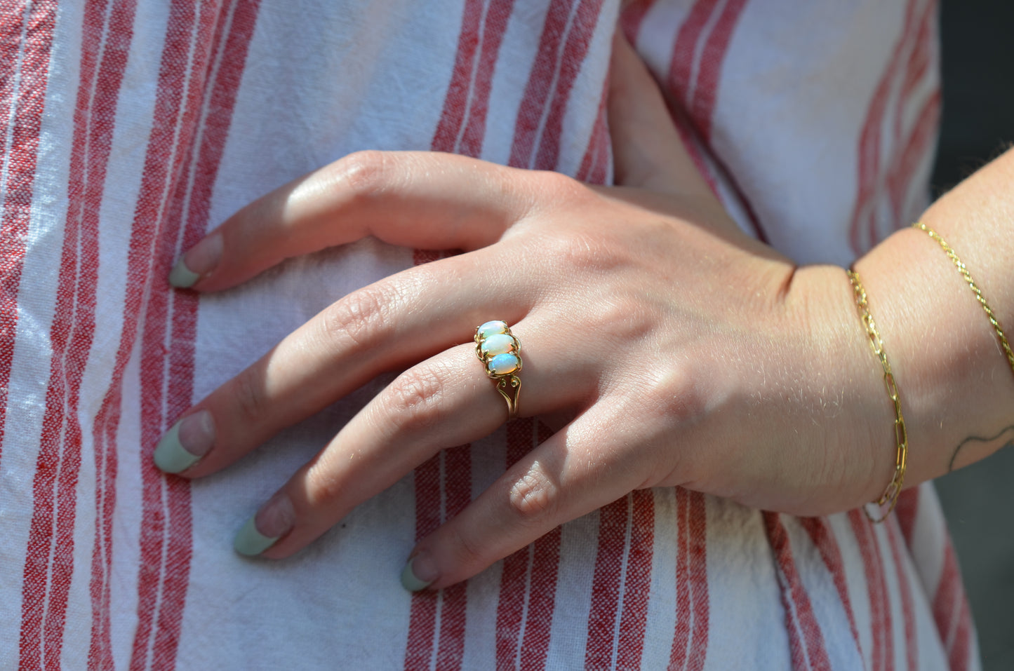 Vivid Vintage Opal Trilogy Ring