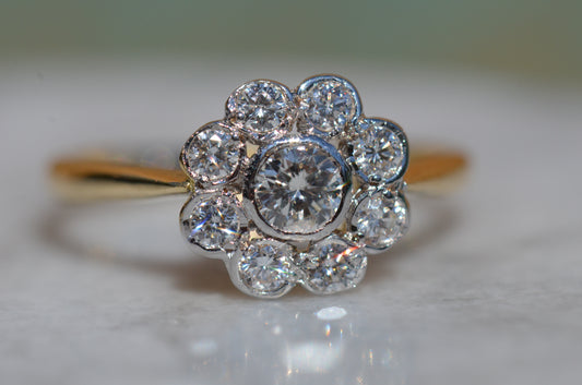 Crisp Vintage Diamond Daisy Ring