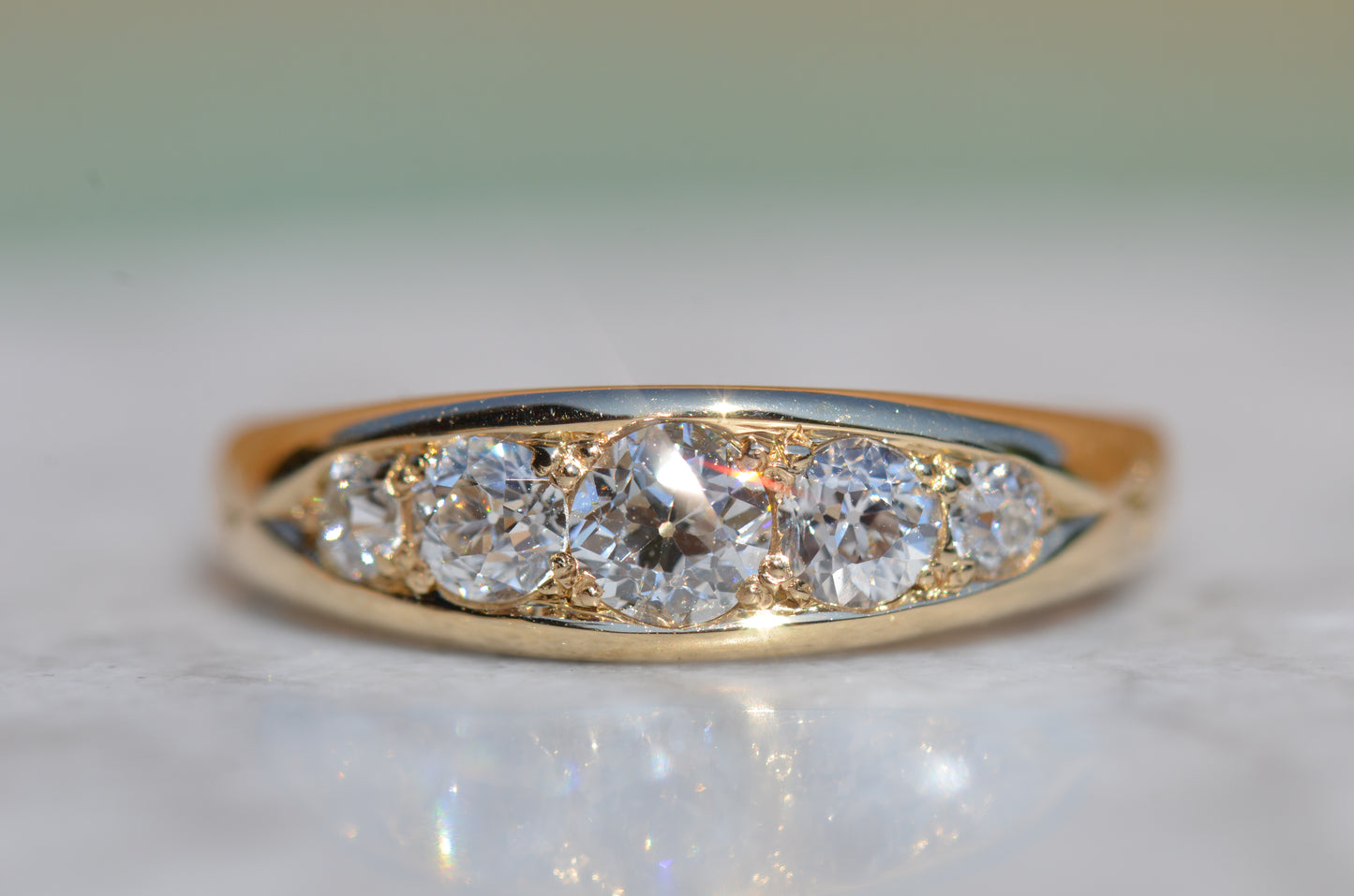 Divine Edwardian Diamond Boat Ring