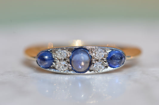Singular Edwardian Sapphire Boat Ring