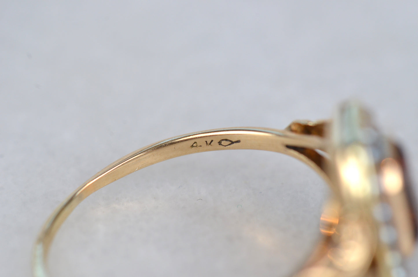 Dramatic Vintage Citrine Pearl Ring