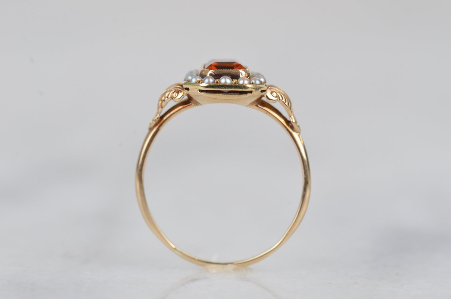 Dramatic Vintage Citrine Pearl Ring