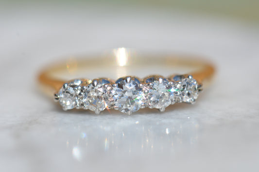 Sparkling Art Deco Five Diamond Ring