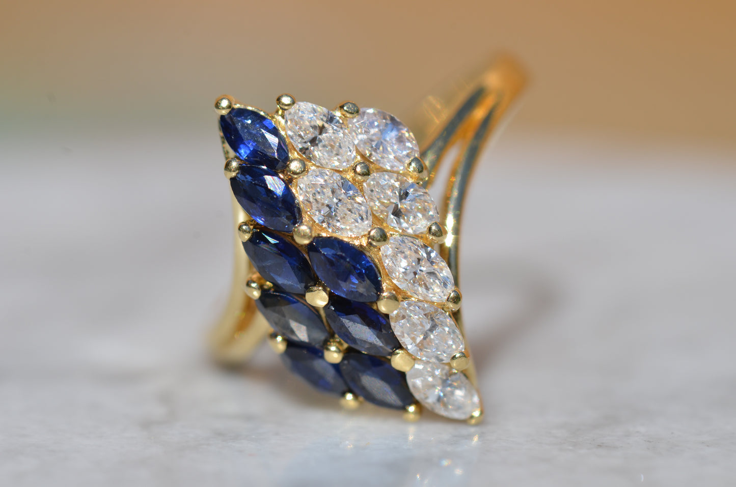 Showstopping Vintage Duality Cluster Ring