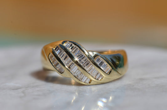 Swooping Vintage Baguette Dome Ring