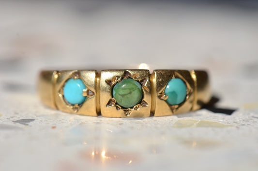 Sweet Victorian Turquoise Star Trilogy Ring