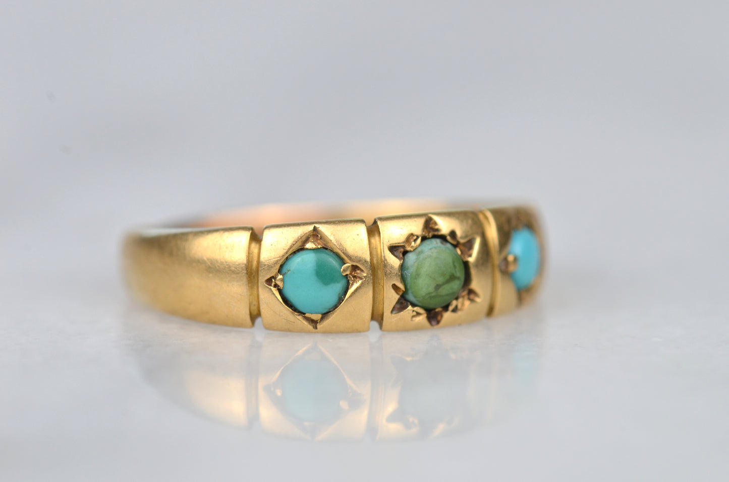 Sweet Victorian Turquoise Star Trilogy Ring
