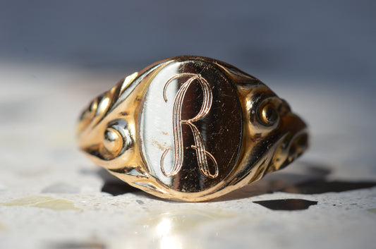 Swirling Art Nouveau Style Signet Ring