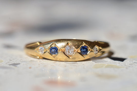 Dainty Victorian Sapphire and Diamond Ring