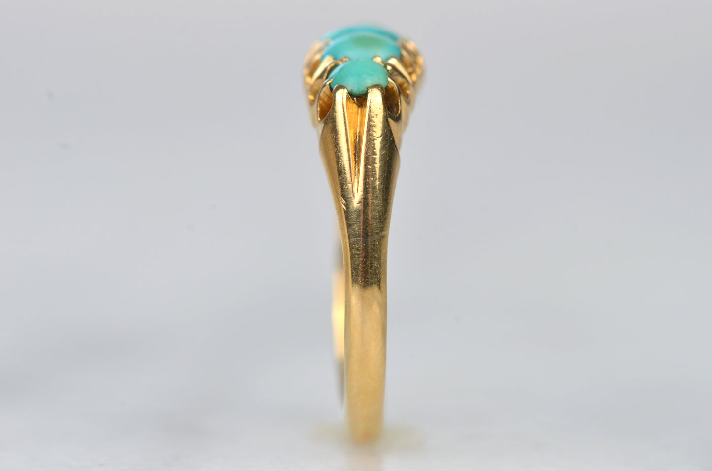 Dramatic Antique Turquoise Five Stone Ring