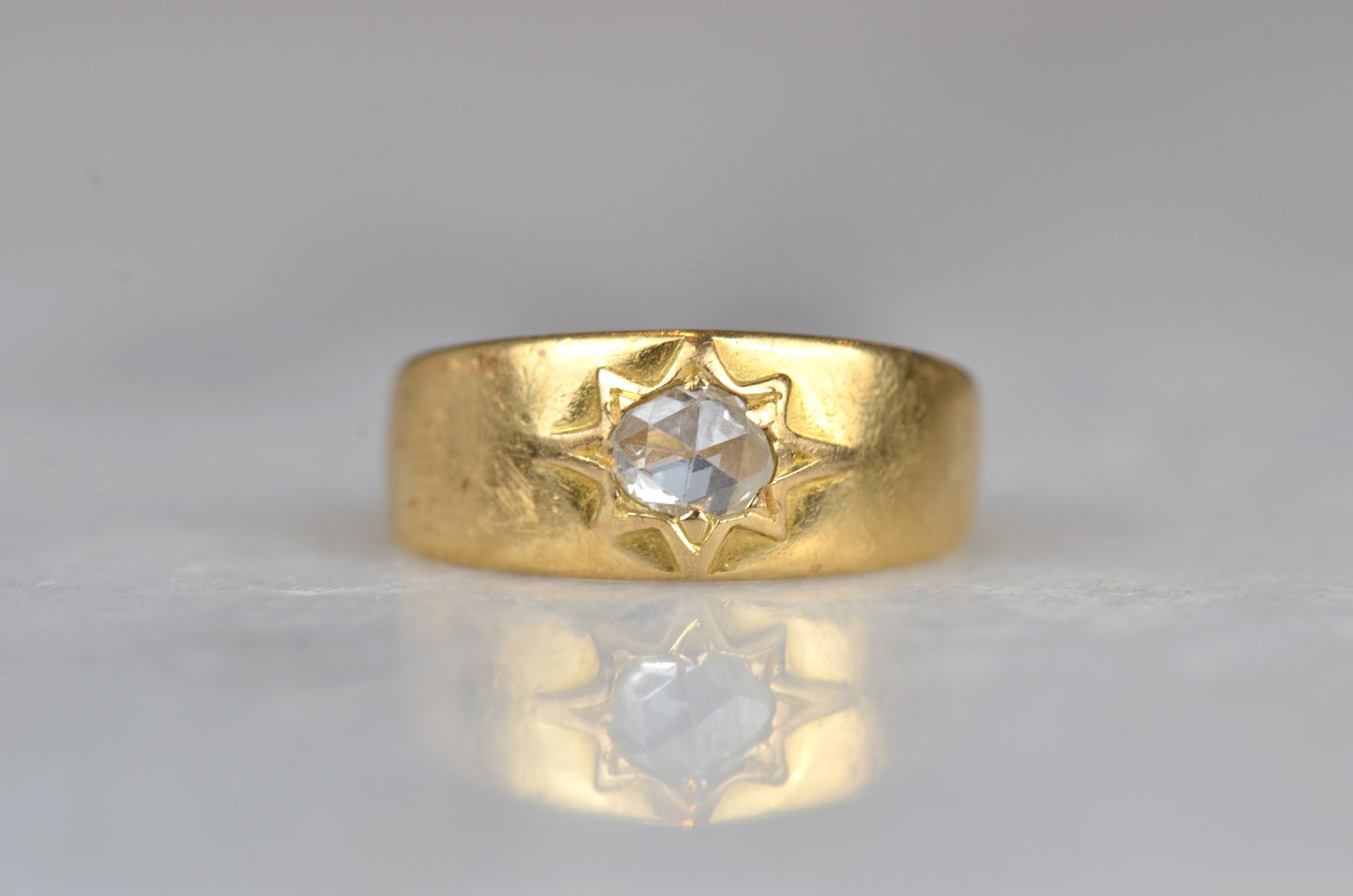 Romantic Antique Rose Cut Starburst Ring