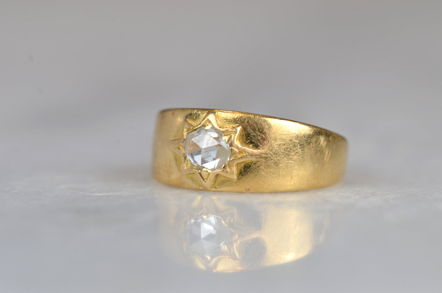 Romantic Antique Rose Cut Starburst Ring