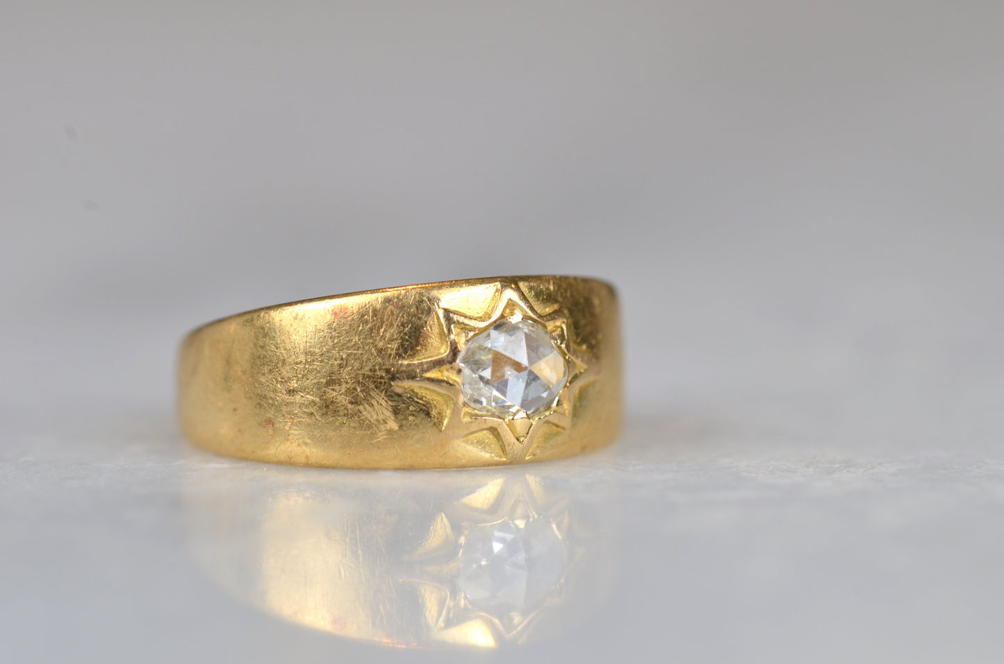 Romantic Antique Rose Cut Starburst Ring