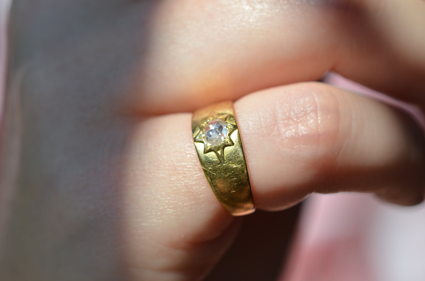 Romantic Antique Rose Cut Starburst Ring