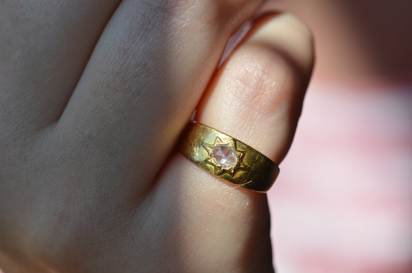 Romantic Antique Rose Cut Starburst Ring
