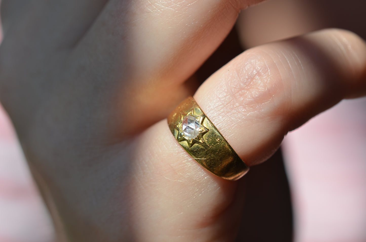 Romantic Antique Rose Cut Starburst Ring