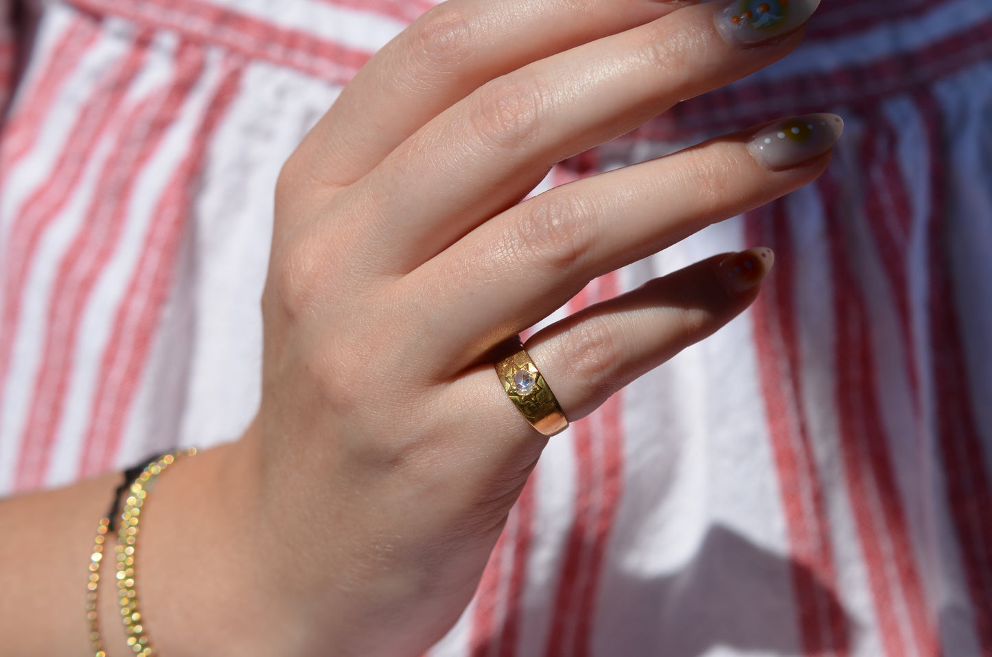 Romantic Antique Rose Cut Starburst Ring