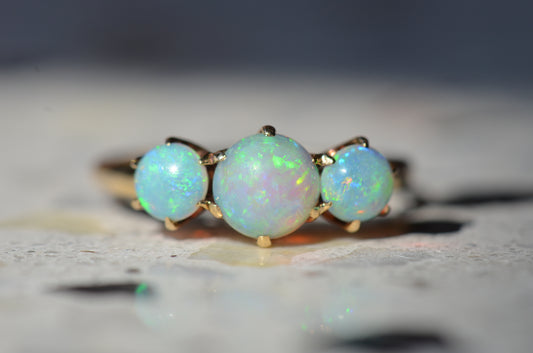 Lively Antique Opal Trilogy Ring