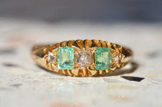 Lush Victorian Emerald and Diamond Ring