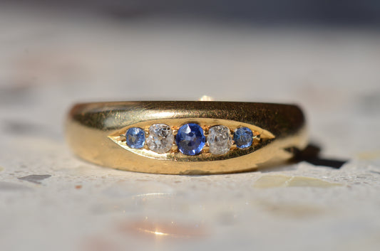 Easy Antique Sapphire Diamond Band Ring