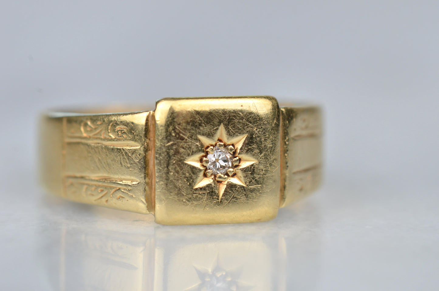 Charming Antique Starburst Signet Ring