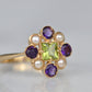 Vibrant Suffragette-Inspired Cluster Ring
