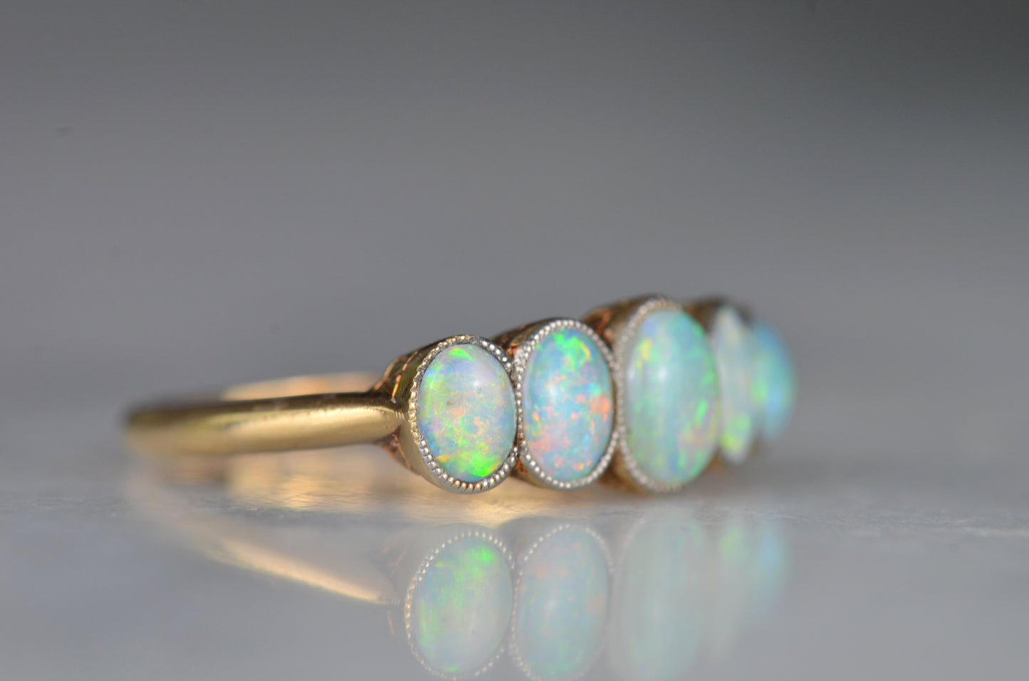 Vivid Edwardian Opal Five Stone Ring