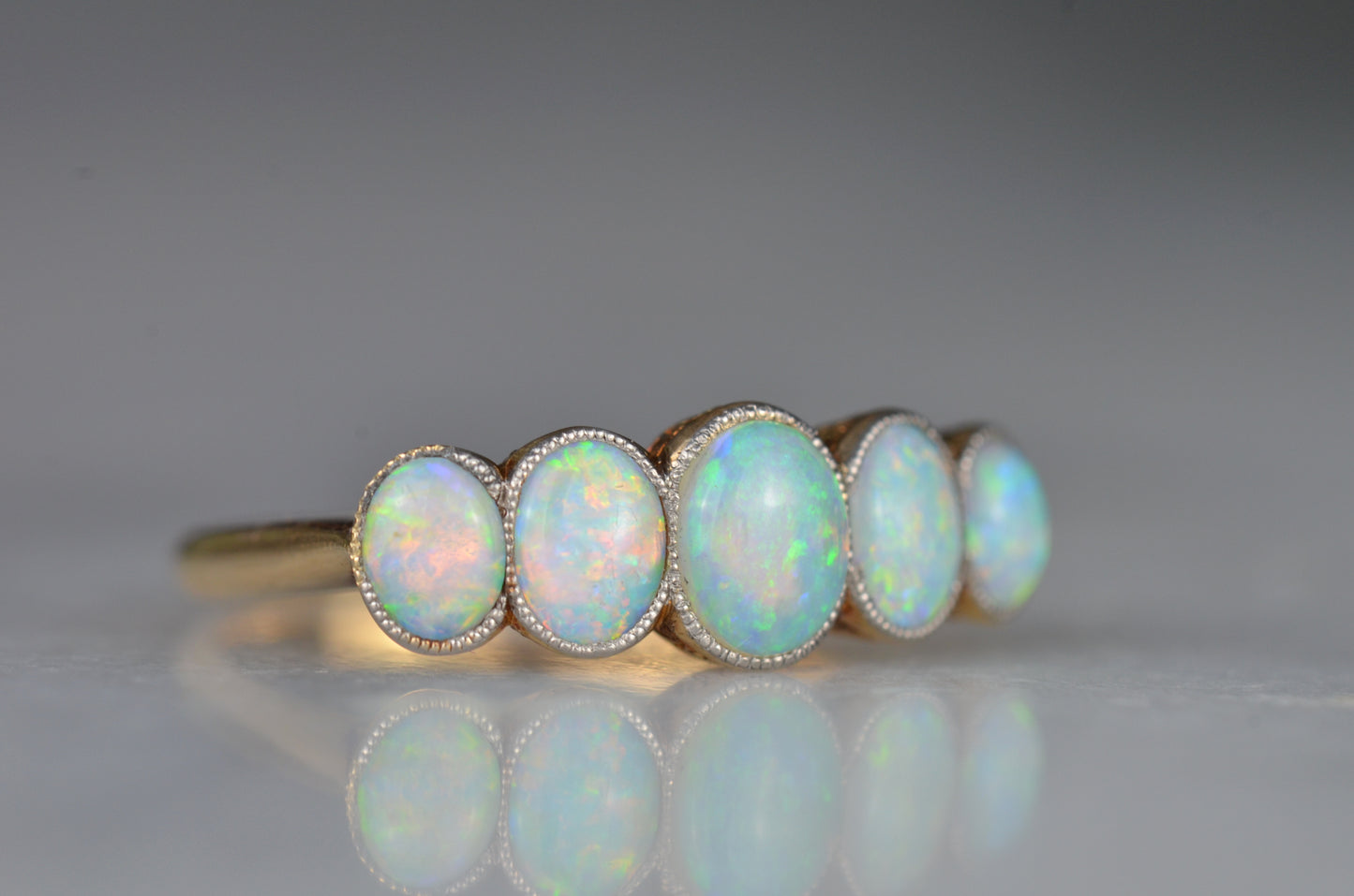 Vivid Edwardian Opal Five Stone Ring
