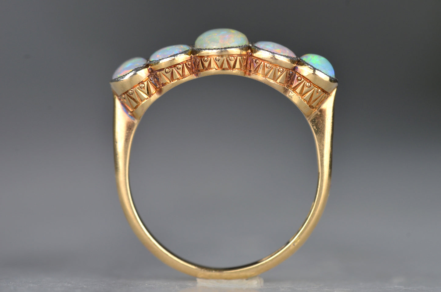 Vivid Edwardian Opal Five Stone Ring