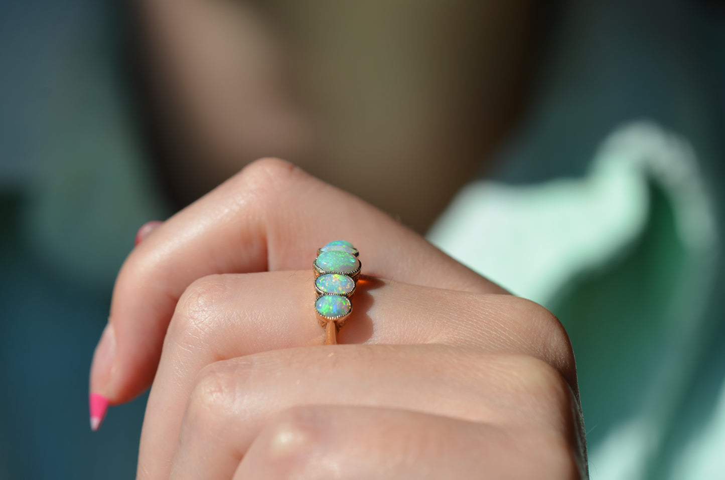 Vivid Edwardian Opal Five Stone Ring
