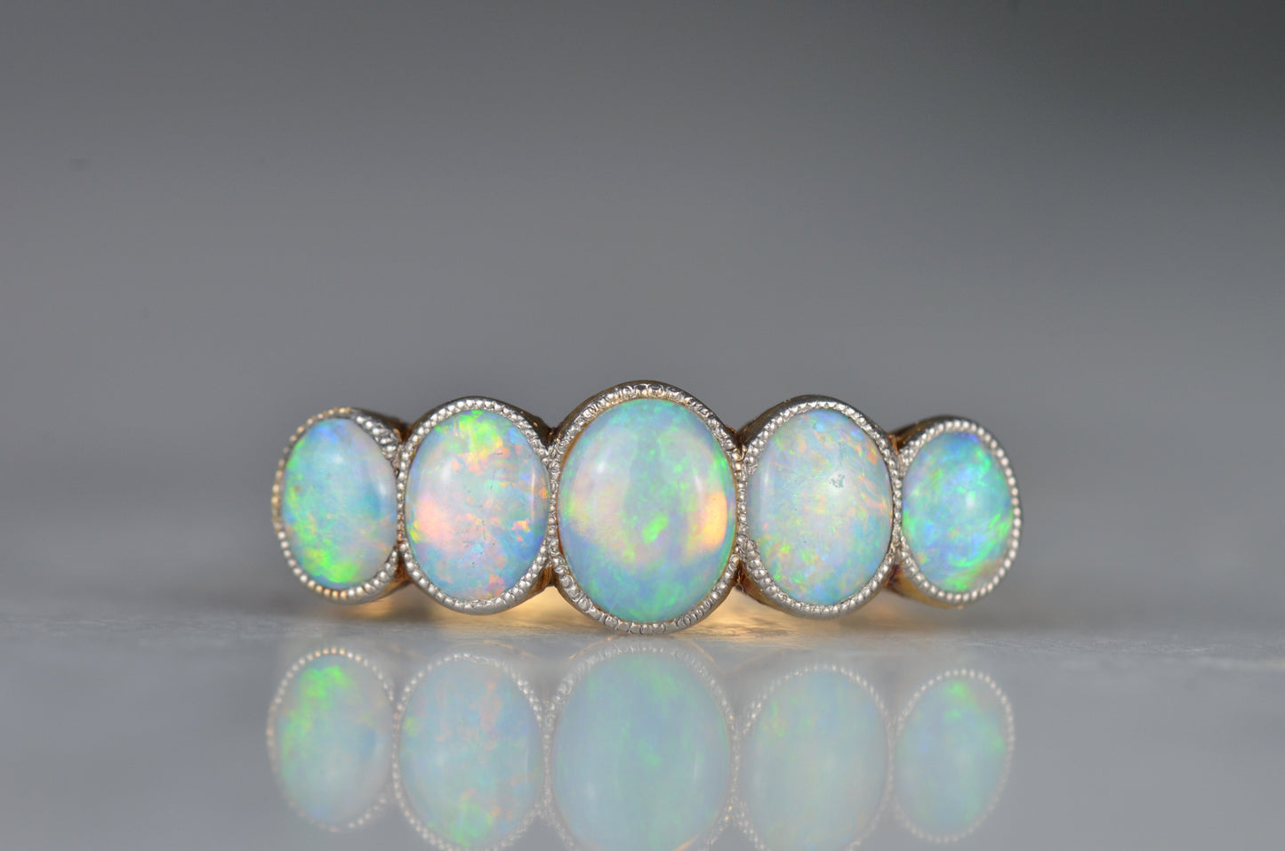 Vivid Edwardian Opal Five Stone Ring